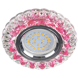 Светильник встр. искр. "Кристал"  MR16 GU5.3 LD7009 Розовый/Хром 30x95 ECOLA