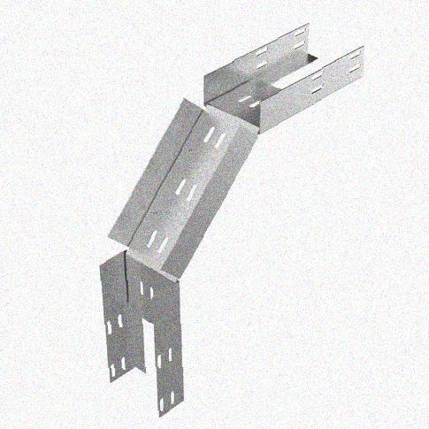 Лоток перфорированный КС 150х65-90 УТ1,5 для поворота трассы вниз на 90, горячее цинкование, S1,5