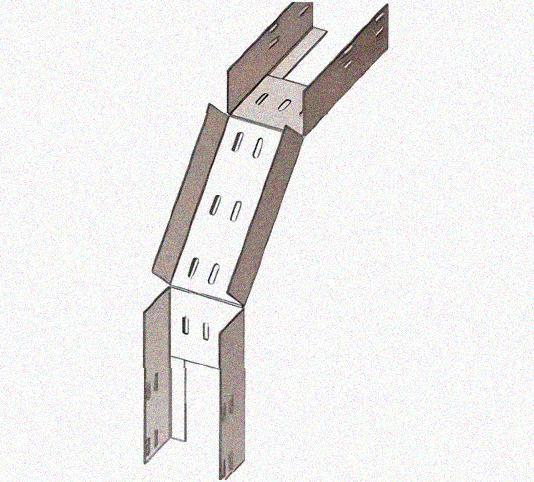 Лоток перфорированный КС 75х50-90 УТ1,5 для поворота трассы вниз на 90, горячее цинкование, S1,5