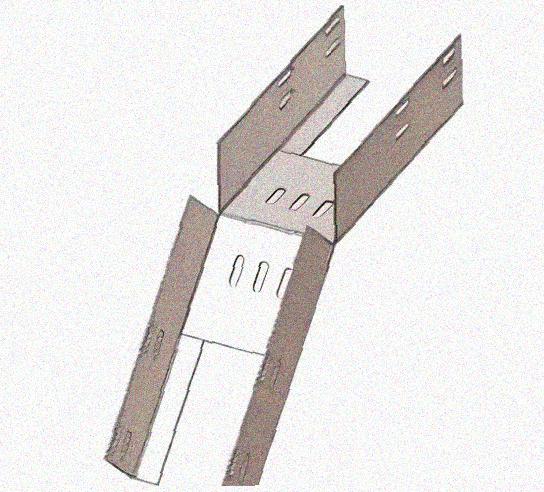 Лоток перфорированный КС 50х50-45 УХЛ1 для поворота трассы вниз на 45, оцинкованный лист S1,0