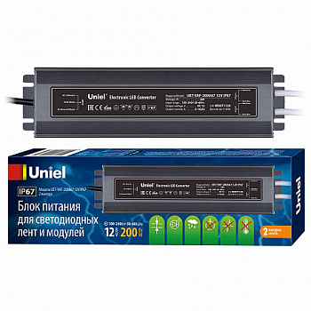 Блок питания 12V 200W IP67 металл 16,7A UET-VAF-200A67 Uniel