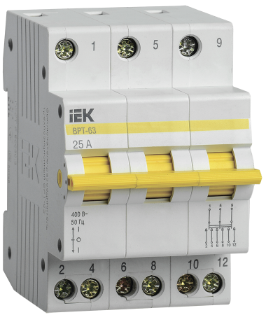 Выключатель-разъединитель трехпозиционный ВРТ-63 3P 25А IEK