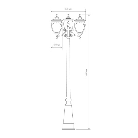 Уличный трехрожковый светильник 3*E27 черное золото IP44 Andromeda F/3 (a028000) Elektrostandard