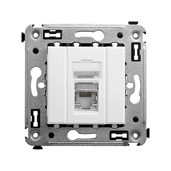 Компьютерная розетка RJ-45 в стену, кат.6 одинарная экранированная, "Avanti", "Белое облако" DKC Компьютерная розетка RJ-45 в стену, кат.6 одинарная экранированная, "Avanti", "Белое облако" DKC