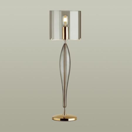 Высокая Лампа E27 1*60W TOWER дымчатый/золото/стекло ODEON LIGHT
