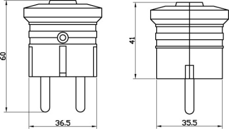 Вилка кабельная, бытовая с центральным вводом кабеля. Черная. IP20 16А 2P+E 230В DKC