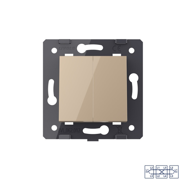Клавиша перекрестного механического выключателя, 1/2 модуля, цвет золотой (механизм) Livolo