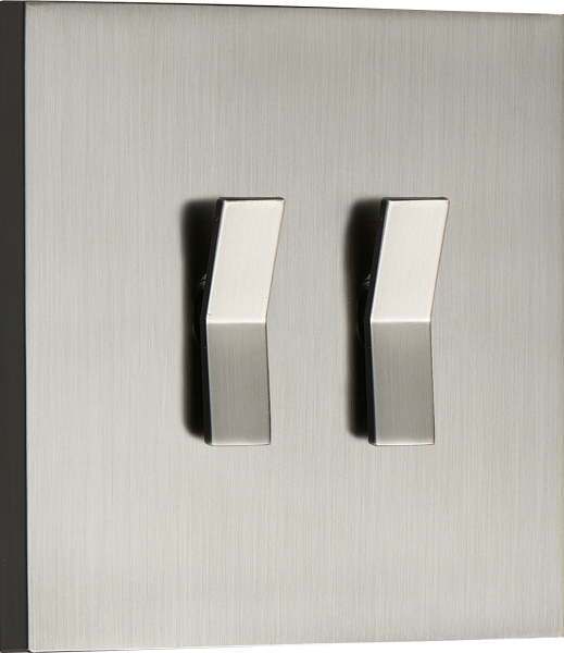 Donel N96 Переключатель на 2 тумблера, клавиша Angle, 10AX 250V, Вороненая сталь, серия DT