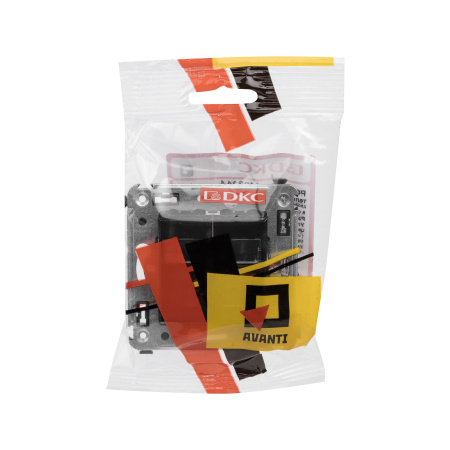 Телефонная розетка RJ-12 в стену двойная, "Avanti", "Черный квадрат" DKC