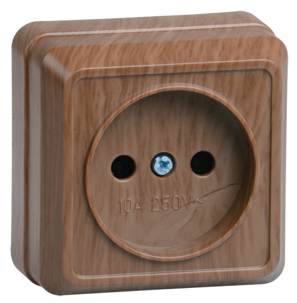 Розетка 1-местная ОУ РС20-2-ОД без з/з 10А ОКТАВА дуб IEK