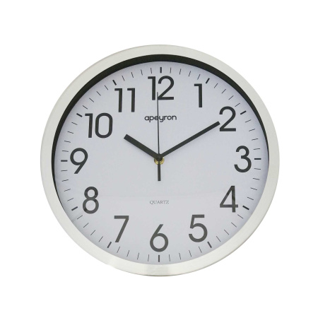 ML7120 Часы настенные, круг, арабский циферблат, серебристый, металл, Ø30см (Китай) APEYRON