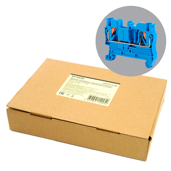 Зажим пружинный, 2-проводной проходной ЗНИ - 2,5, JXB PT 2,5, серый LD572-2-25 STEKKER