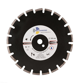 Диск алмазный отрезной 350*25,4*12 Асфальт Серебряная пайка GA773 Trio-Diamond