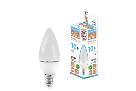 Лампа светодиодная FС37-10 Вт-230 В -6500 К–E14 Народная TDM