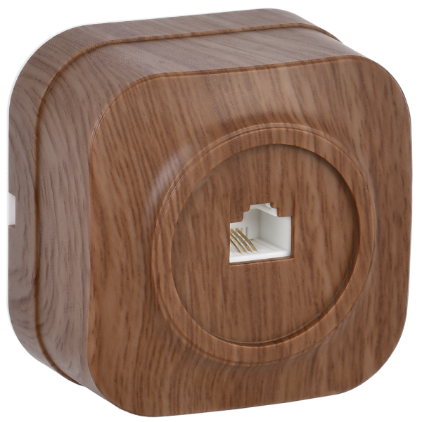 Розетка одноместная ОУ телефонная РТ20-ХД GLORY дуб IEK Розетка одноместная ОУ телефонная РТ20-ХД GLORY дуб IEK