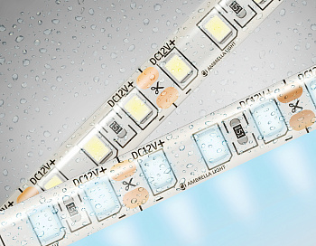 Светодиодная лента GS1203 2835 120Led/ 9.6W m/ 12V IP65 6500K/ 5000*8*2.27mm/ кратность резки 25mm (2 конт.) Ambrella Light