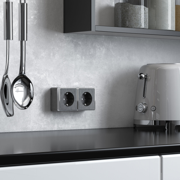 Розетка с заземлением (графит рифленый) Gallant ОУ IP20 Werkel