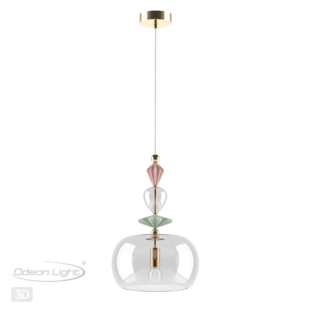 Подвес E14 1*40W BIZET золото/разноцветн./керамика/стекло ODEON LIGHT