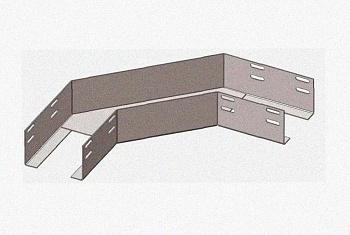 Лоток угловой перфорированный КГ 250х65-90 УТ1,5 поворот на 90, горячее цинкование S1,5