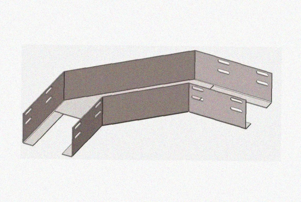 Лоток угловой глухой КГГ 400х200-90 УТ1,5 поворот на 90, горячее цинкование, S1,5