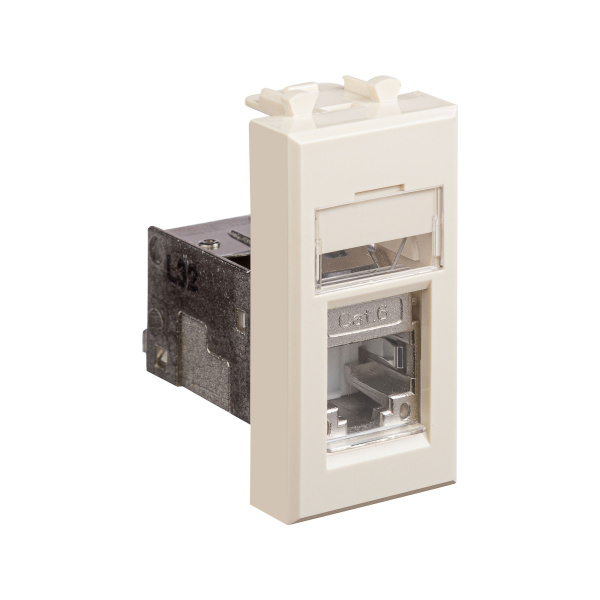Компьютерная розетка RJ-45 модульная, кат.6 экранированная, "Avanti","Ванильная дымка", 1 модуль DKC Компьютерная розетка RJ-45 модульная, кат.6 экранированная, "Avanti","Ванильная дымка", 1 модуль DKC