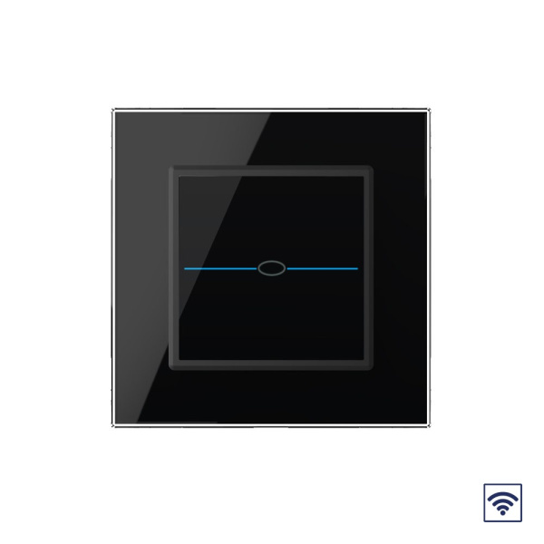 Сенсорный радиоуправляемый выключатель Quadro 1 клавиша 1 пост Черный Livolo