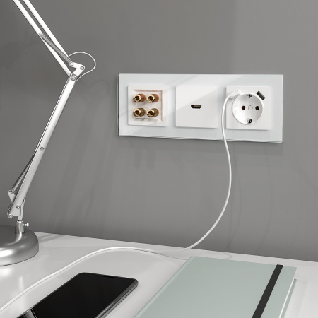 Встраиваемые механизмы Розетка СУ 1-м с 2 USB 5В/2,4А, 2х5В/1,2А, 16А Белый IP20 Werkel Встраиваемые механизмы Розетка СУ 1-м с 2 USB 5В/2,4А, 2х5В/1,2А, 16А Белый IP20 Werkel