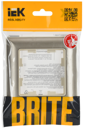 BRITE Рамка 1-мест. РУ-1-Бр беж./шамп. IEK