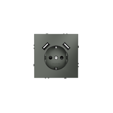 Розетка встраиваемая Voltum S70 с заземлением и защитными шторками, 16А, с USB, A+A, (титан)