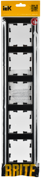 BRITE Рамка 5-мест. РУ-5-Бр хром/черн. IEK