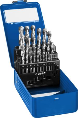 ПРОФ-А 25шт(1-13мм), Набор сверл по металлу, сталь Р6М5, класс А, мет.бокс ЗУБР