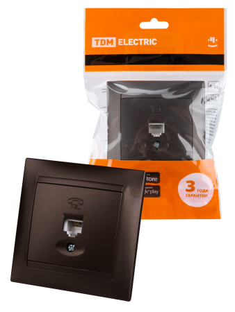 Розетка телефонная RJ11 шоколад "Лама" TDM Розетка телефонная RJ11 шоколад "Лама" TDM