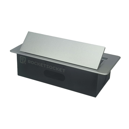 Розетка горизонтальная выдвижная 2 Euro 16A, 2 USB A с блоком 5В/2.1А, RJ45 RocketSocket, цвет серый