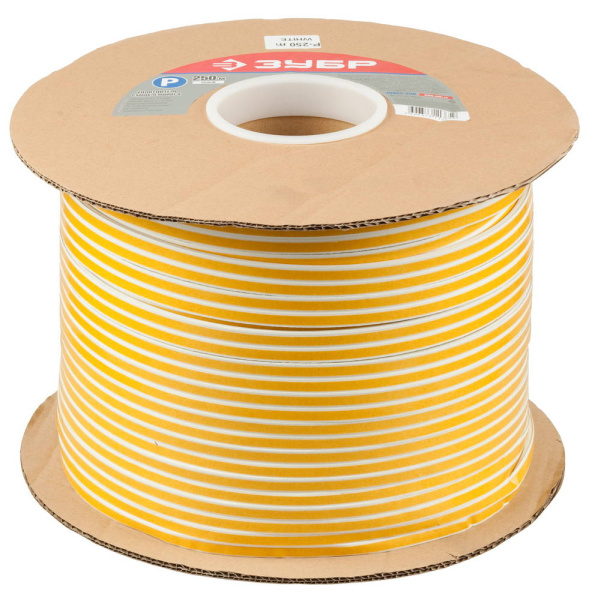 Резиновый уплотнитель самоклеящийся, профиль "P", размер 9х5,5мм, белый, 250м ЗУБР