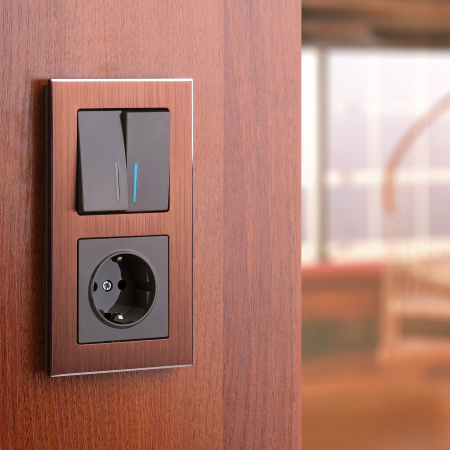 Встраиваемые механизмы Выключатель СУ 2 кл. с подсветкой 10А серо-коричневый IP20 Werkel