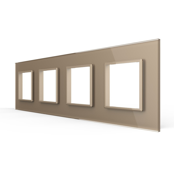 Рамка для четырех розеток Золотая Livolo