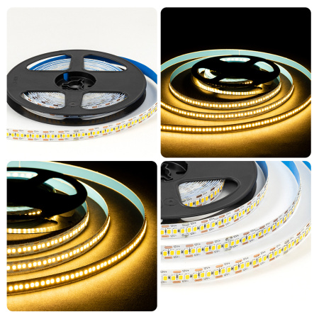 LSE-265 Светодиодная лента 12В, 19,2Вт/м, 2200 лм/м, 3000К, smd2835, 240д/м, IP20, ширина подложки 10мм, 5м, т/б OGM