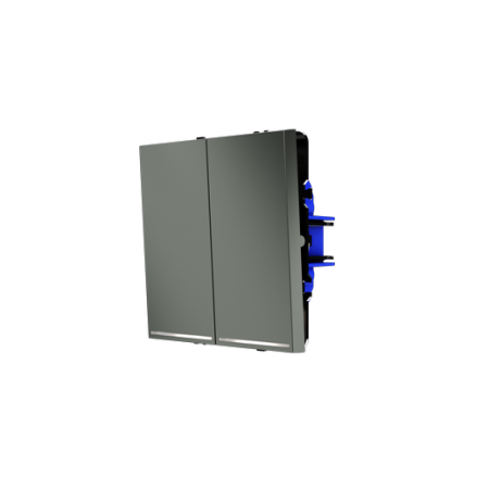 Выключатель встраиваемый Voltum S70 двухклавишный с подсветкой 10А, (титан)