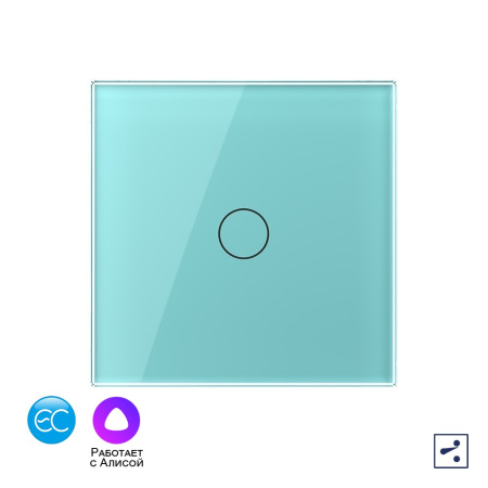 Одноклавишный проходной умный сенсорный выключатель EC, 1 пост, цвет зеленый Livolo