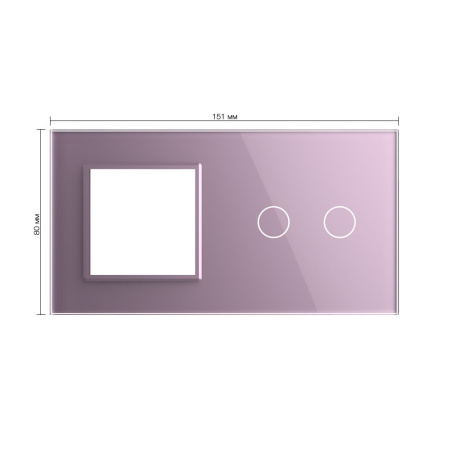 Панель для розетки и сенсорного выключателя, 2 клавиши, цвет розовый, стекло Livolo