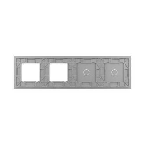 Панель для 2-х сенсорных выключателей и 2-х розеток, 2 клавиши (1+1), цвет серый, стекло Livolo фото 4