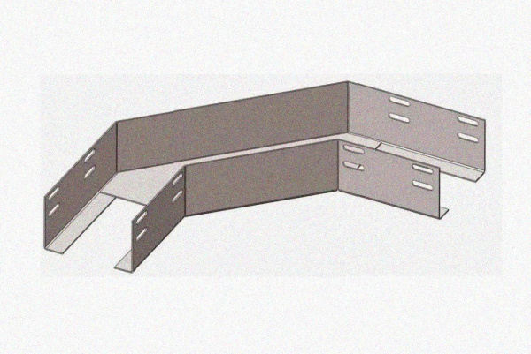 Лоток угловой замковый перфорированный КГЗ 400х60-90 УХЛ1 поворот на 90, горячее цинкование, S1,5
