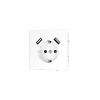 Розетка встраиваемая Voltum S70 с заземлением и защитными шторками, 16А, с USB, A+A, (белый глянцевый)