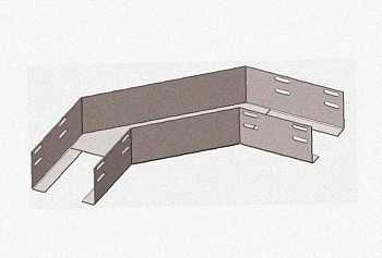 Лоток угловой замковый глухой КГЗГ 300х80-135 УТ1,5 поворот на 135, горячее цинкование, S0,8