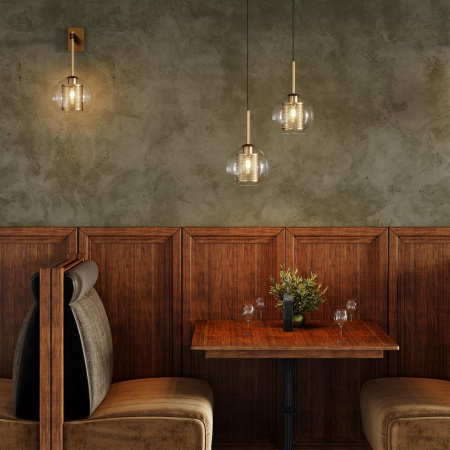 Бра E27 1*40W CLOCKY античн.бронза/металл/прозрачный/стекло ODEON LIGHT