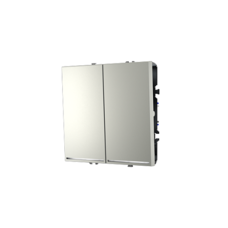 Проходной переключатель встраиваемый Voltum S70 двухклавишный с подсветкой 10А, (сталь)