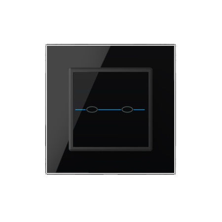 Сенсорный выключатель Quadro 2 клавиши 1 пост Черный Livolo