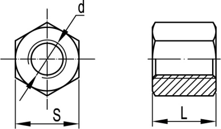 Гайка соединительная М10х30, нержавеющая сталь DKC