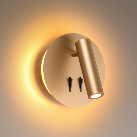 Настен.св-к с лампой д/чтения с выкл LED 9W 3000K 220V BEAM золот/металл ODEON LIGHT
