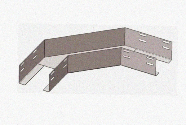 Лоток угловой замковый глухой КГЗГ 200х65-90 УТ1,5 поворот на 90, горячее цинкование S1,5